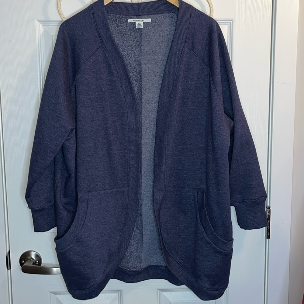O’Neill casual open cardigan women’s L blue sweatshirt fabric